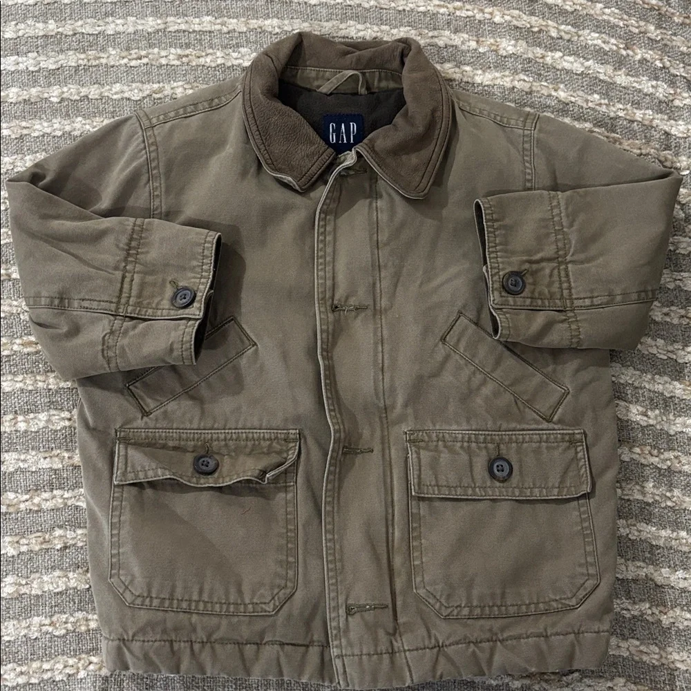 GAP Chore boys Tan Button‎ Up Canvas Barn Coat Jacket Size XXS